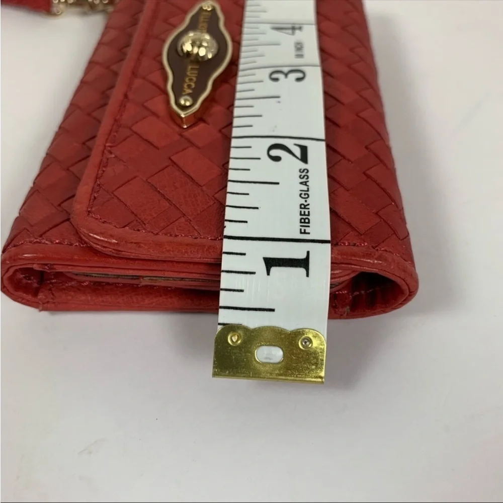 Elliott Luca Red Woven Leather Gold Accents